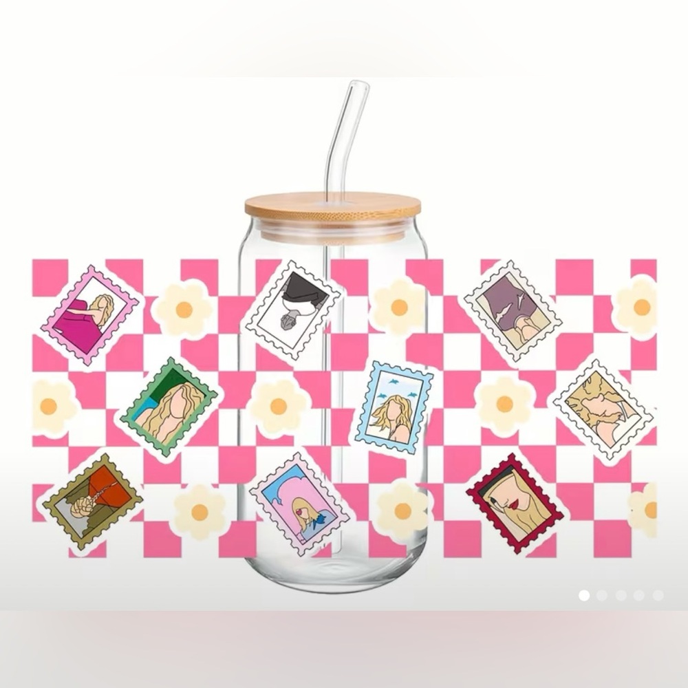 Taylor Swift Glass Tumbler with Bamboo Lid and Straw